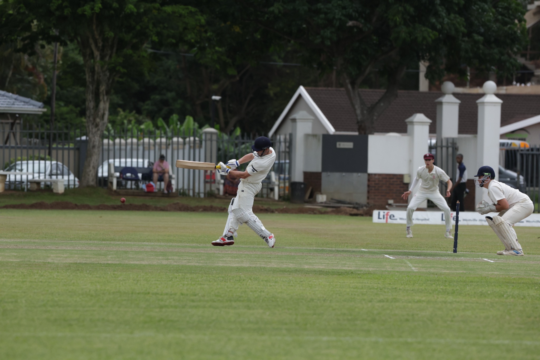 WBHS batsman playing a shot during a school cricket match